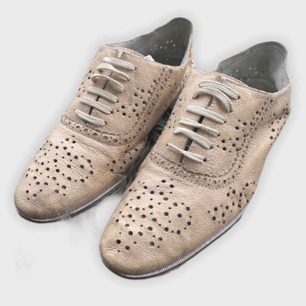 Sasha Fabiani Shoes Lace up Flats Oxfords Light Pink Tan size 6